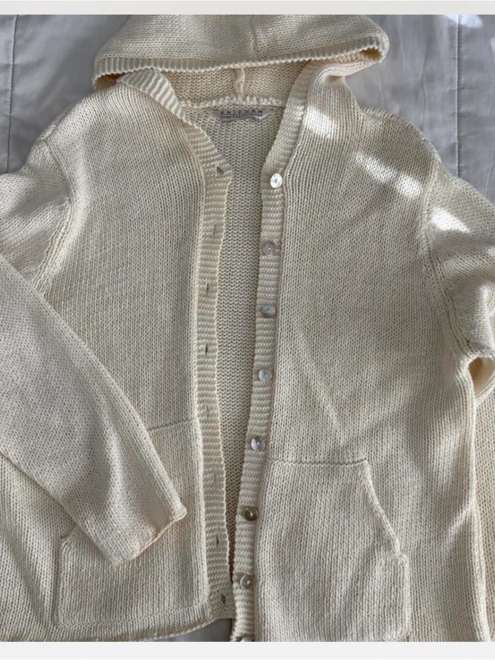 JohnPaulRichard Cream Hooded Button-Front Knit Cardigan